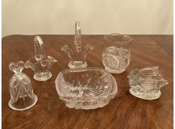 Collection Of Glass Baskets, Bowls & Bell