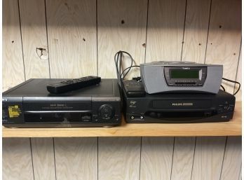 Philips VCR, Sony VCR & Timex CD & Clock Radio