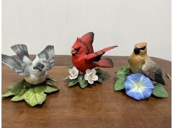 Lenox Porcelain Garden Birds Cardinal, Tufted Titmouse, Cedar Waxwing