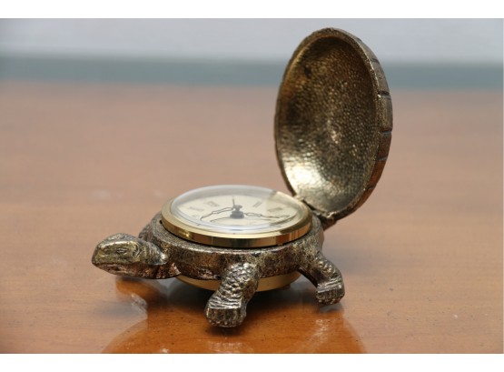 Vintage Bentley Alarm Clock Is Concealed In A Brass Turtle
