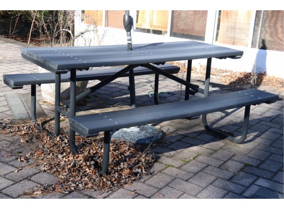 UPDATE (See Details) Black Resin Outdoor Patio Picnic Table