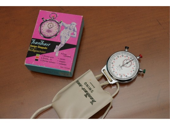Hanhart Amigo Vintage Stopwatch New In Original Box