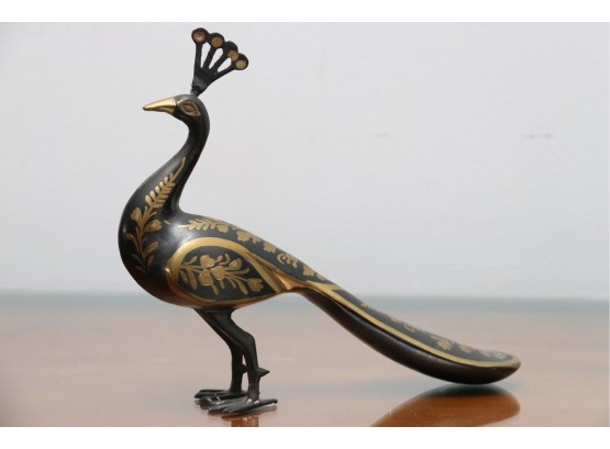 Hand Painted Brass Peacock Sculpture Made In Pakistan