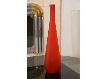 A Mid Century Blood Orange Red Tall Thin Vase