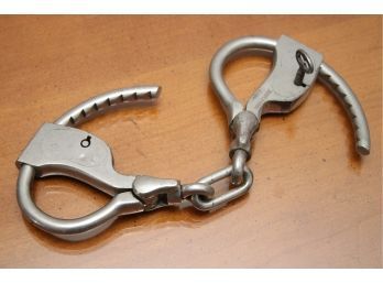 Vintage Tower Handcuffs  Double Lock With Stops And  Original Key