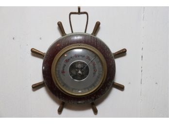 Vintage Ships Wheel Weather Barometer
