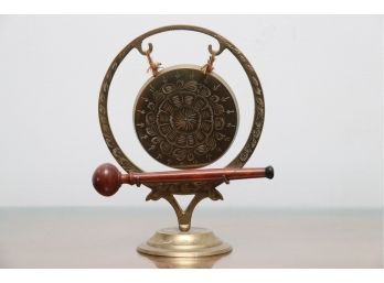 Etched Brass Gong With Hammer