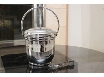 United Brass Vintage Ice Bucket With Insert And Tongs