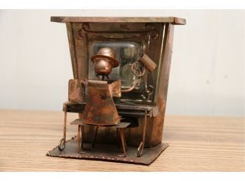 Vintage Copper Piano Man Wind Up Music Box