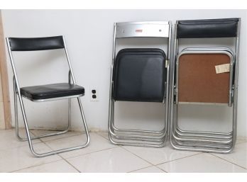 Set Of 6 Mid Century Nevco BlackChrome Folding Chairs