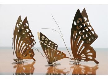 Vintage Mid Century Modern Brass Butterflies Sculpture