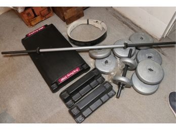 Assorted Weights, Step And Barbell