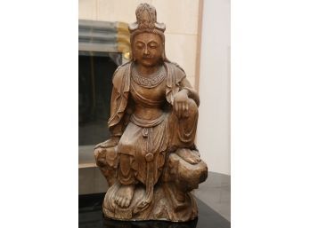 Large Carved Resin Chinese Buddha Sculpture