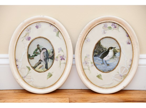 Pair Of Vintage Oval Framed Avian Wall Art