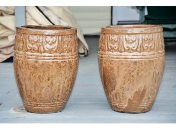 Pair Of Glazed Ceramic Planters