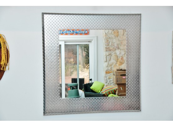 Industrial Diamond Plate Frame Wall Mirror