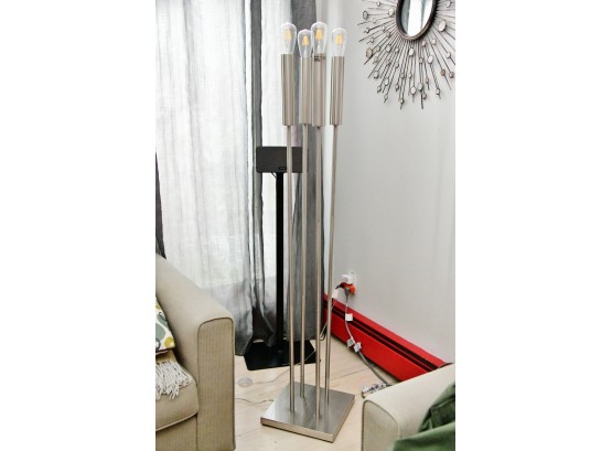 Contemporary Silver Four Light Floor Lamp