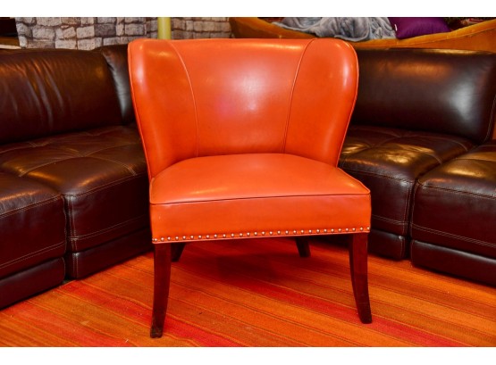 Orange Accent Chair With Nailhead Trim