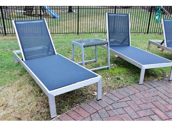 Pair Of Chaise Lounge Chairs With Table
