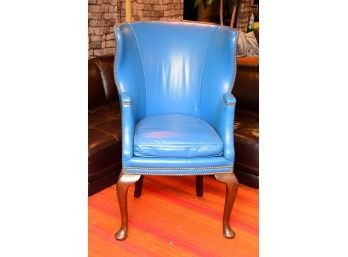 Antique Kittinger Blue Wingback Chair With Nailhead Trim