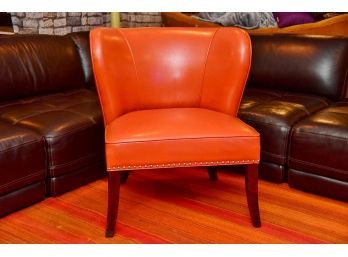 Orange Accent Chair With Nailhead Trim