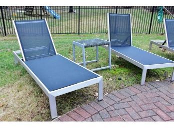 Pair Of Chaise Lounge Chairs With Table