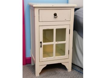 White Wash End Table Cabinet