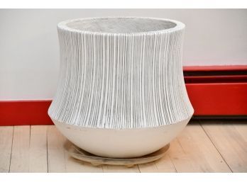 Ceramic White Striped Flower Pot