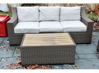Wicker Three Seat Sofa With Coffee Table