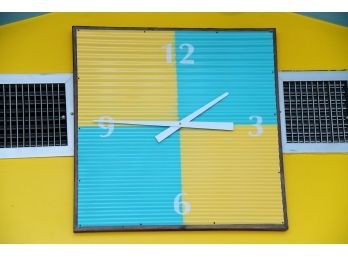 Yellow & Turquoise Square Wall Clock