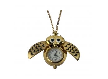 Retro Design Butterfly Owl Openwork Cover Pocket Quartz Watch