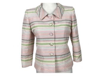 Paule Vasseur Pink Striped Jacket Size 38 Retail $1500