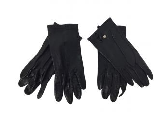 Pair Of Vintage Ladies Italian Black Leather Gloves