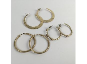 Set Of Three Gold-tone Hoop Earrings