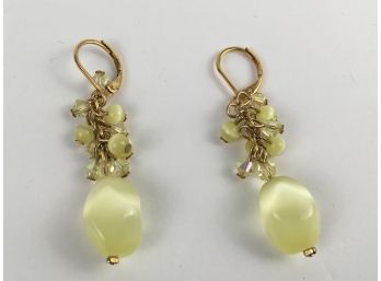Light Yellow Stone Pierced Earrings