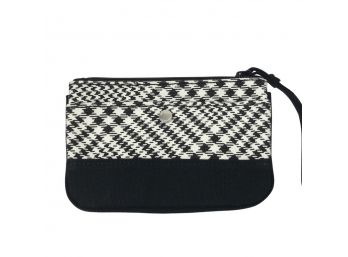 Lands End Small Black & Ivory Canvas Pouch Brand New