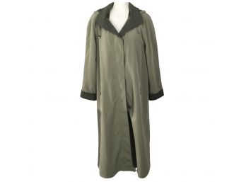 Gallery Green Lined Raincoat Trench Coat Size 12