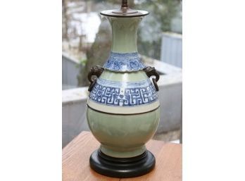 Ormolu-Mounted Chinese Celadon-Glazed Blue And White Vase Lamp