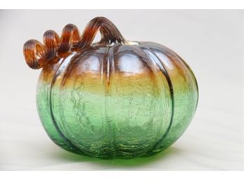 A Swirl Glass Pumpkin Sculpture