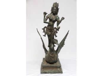 Bronze Sculpture Of Hindu Goddess Of Knowledge, 'Saraswati'