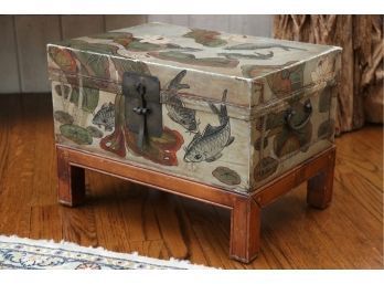 Hand Painted Leather Asian Trunk