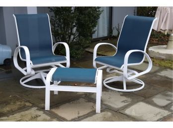 Telescope Casual Pair Of Outdoor Swivel Chairs With Foot Rest