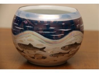 Hand Painted In Estonia  Porcelain Fish Bowl