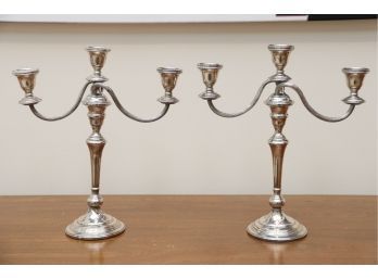 Pair Of Sterling Weighted Candelabras