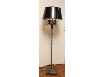 62 Inch Tall Heavy Metal Floor Lamp With Tole Shade