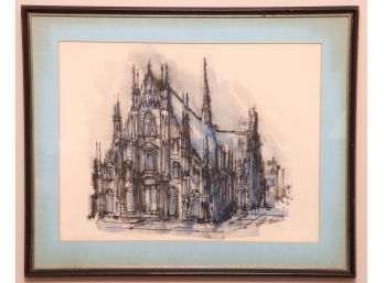 The Milan Cathedral Dome Watercolor Signed Watercolor