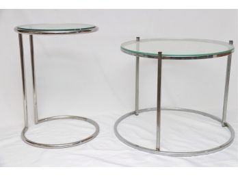 Pair Of Modern Chrome Side Table