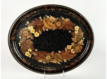 Oval Crackle Faced Serving Tray