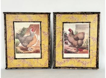Pair Of Cassells Poultry Book Distressed Custom Bamboo Framed