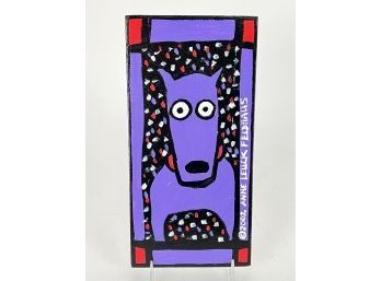 'Purple Dog' Paint On Wood Block By Anne Leuck Feldhaus 2002